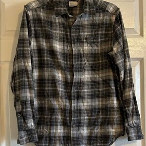 Columbia Men's Dark Gray Plaid Button Down Flannel Shirt